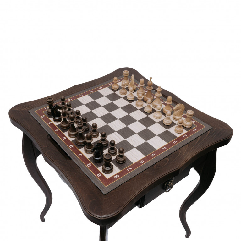 Sakkasztal "Louis" , magas, kombinált (tömör bükkfa, sakk/backgammon/kávé)